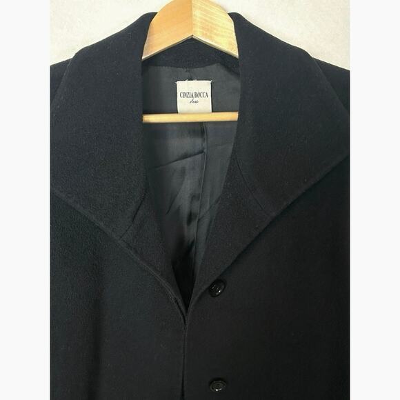 Cinzia Rocca Wool Cashmere Coat Womens 6 Black Made Italy Tailored - Picture 5 of 16